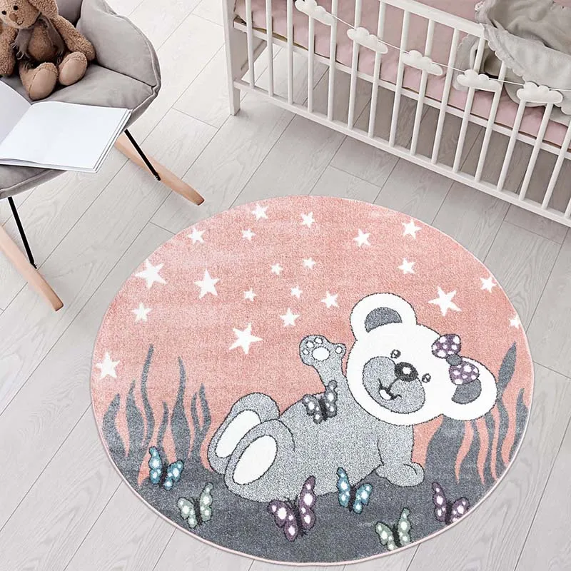 Tapis rond Anime ourson Rose - Plusieurs dim. dispos-0