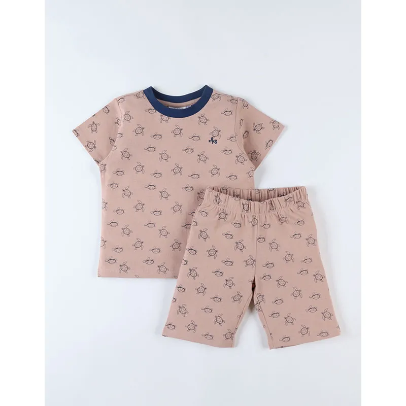 Pyjama short + T-shirt MC Tortue - Beige/Marine-2