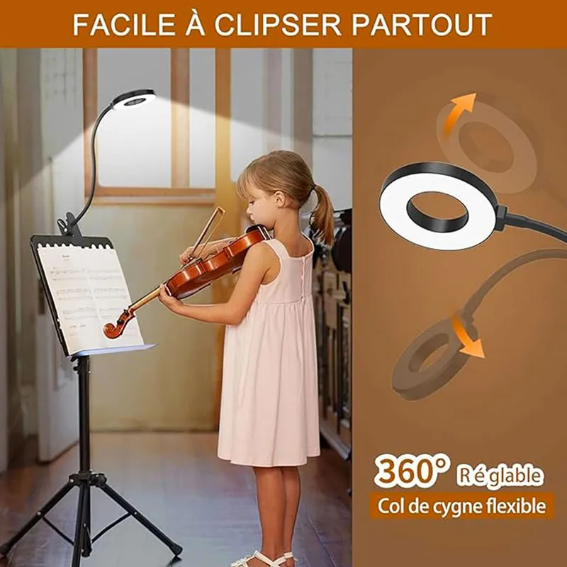 Lampe de bureau LED à pince - Noir-3