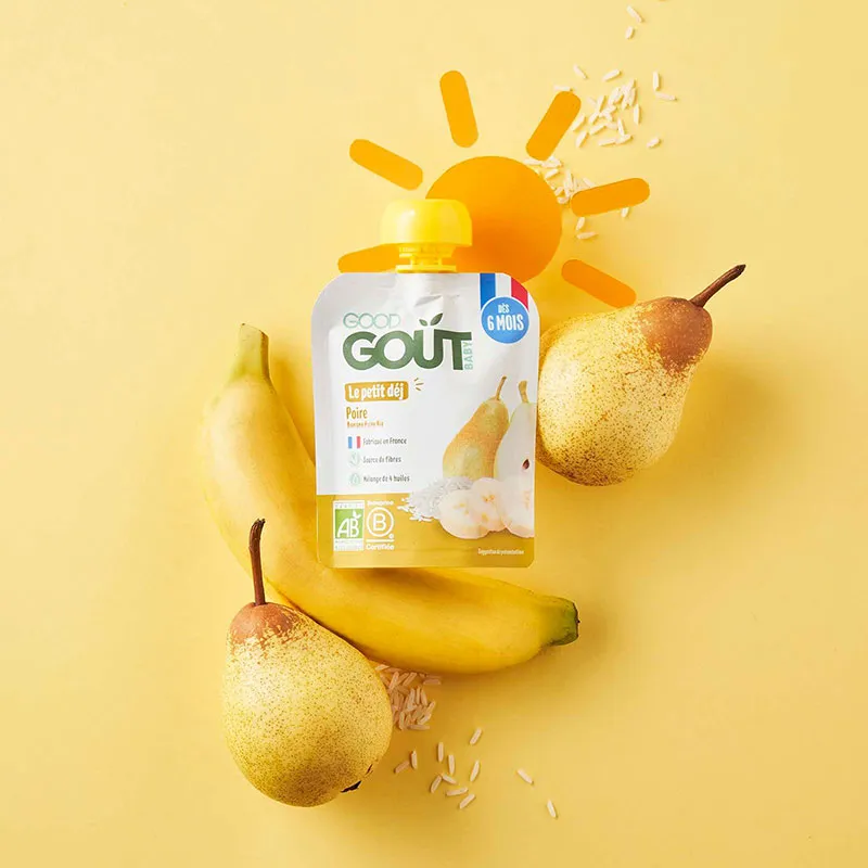 5x70g Gourdes petit déj Poire BIO - 6m+-1
