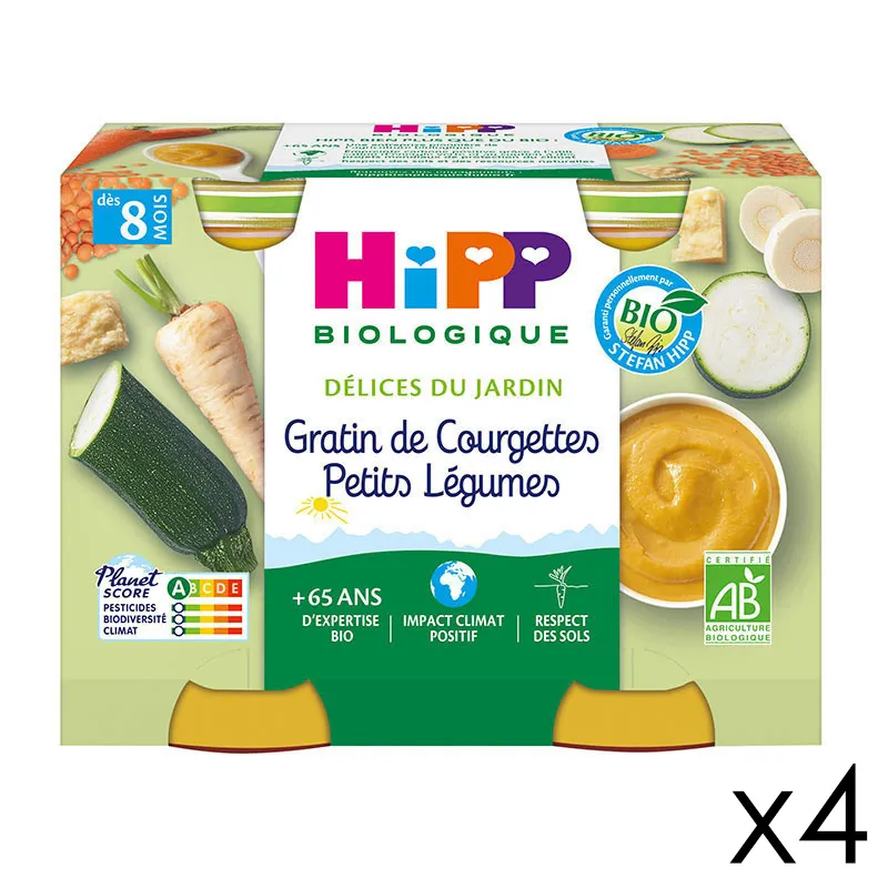 8 Pots Gratin de Courgettes Petits Légumes BIO 190g - 4x2-0