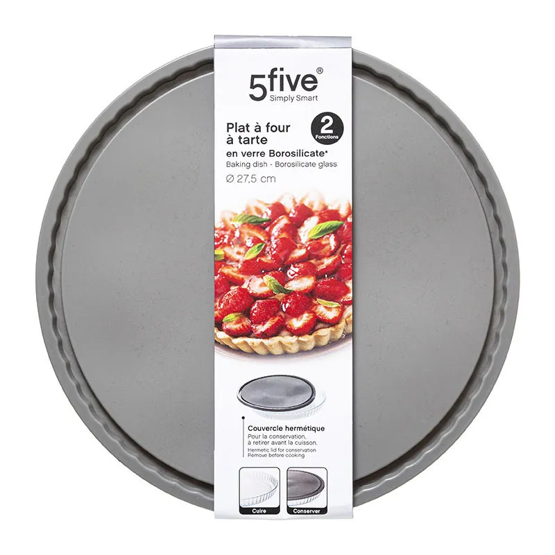 Plat à tarte verre + couvercle - Ø27,5cm-1