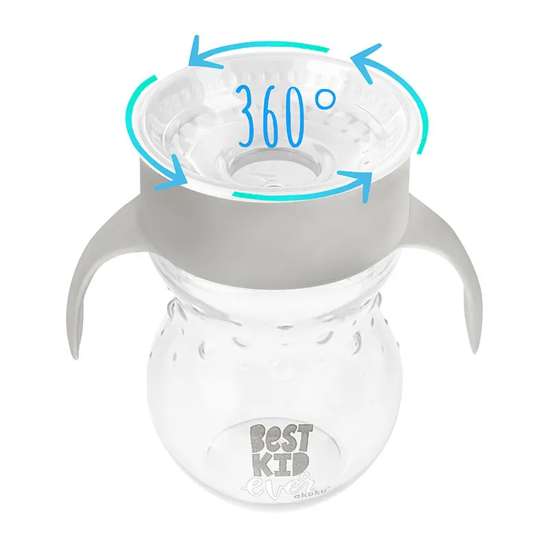 Tasse d'apprentissage 360° avec anses 270ml Gris - 12m+-1