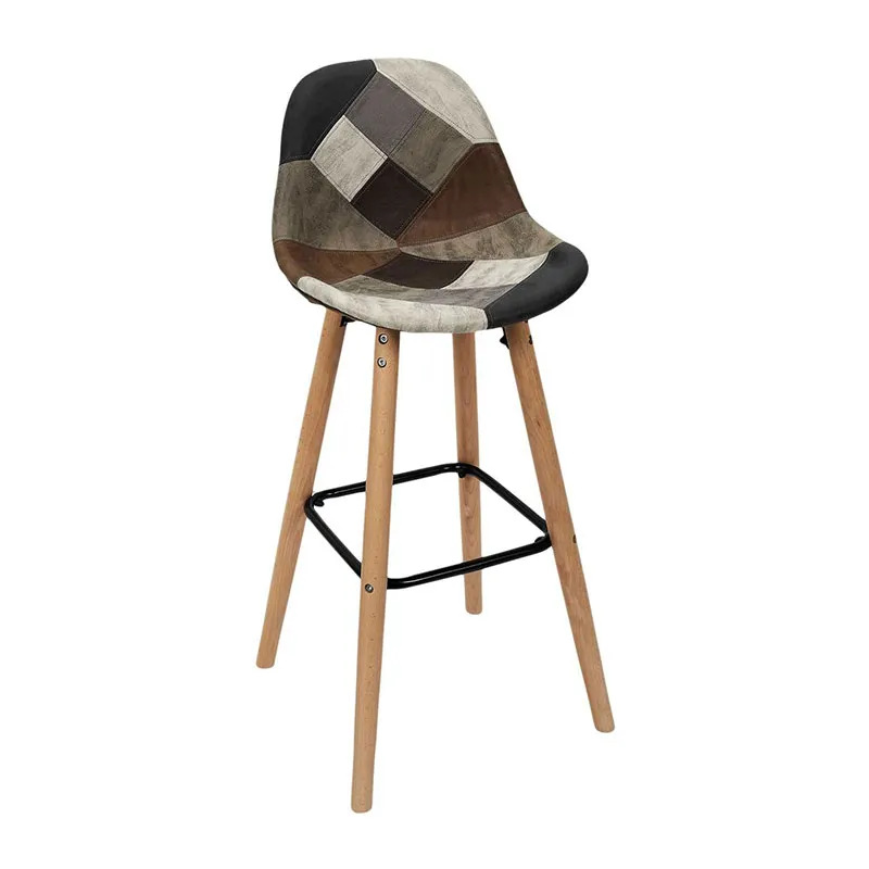 2 Tabourets de bar Patchwork Marron - 92,5x39x45cm-1