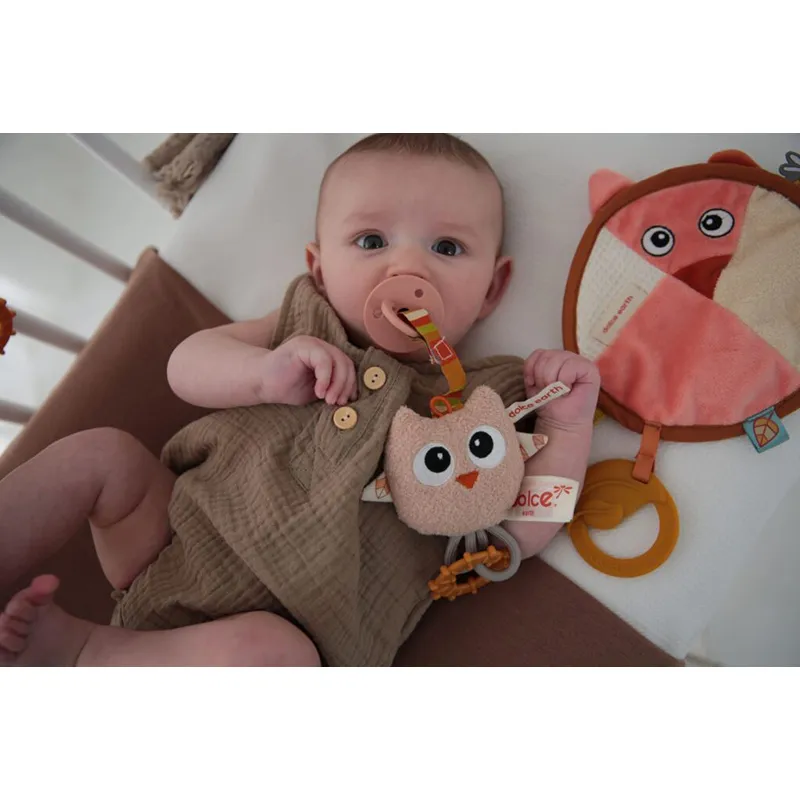 Doudou Fiona le Renard + Attache-tétine Olie Hibou - 0m+-5