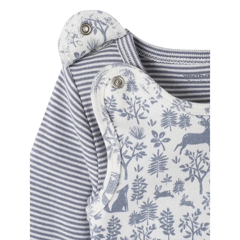 Ensemble naissance 3 pièces : combinaison + body + doudou en coton bio - Bleu-5