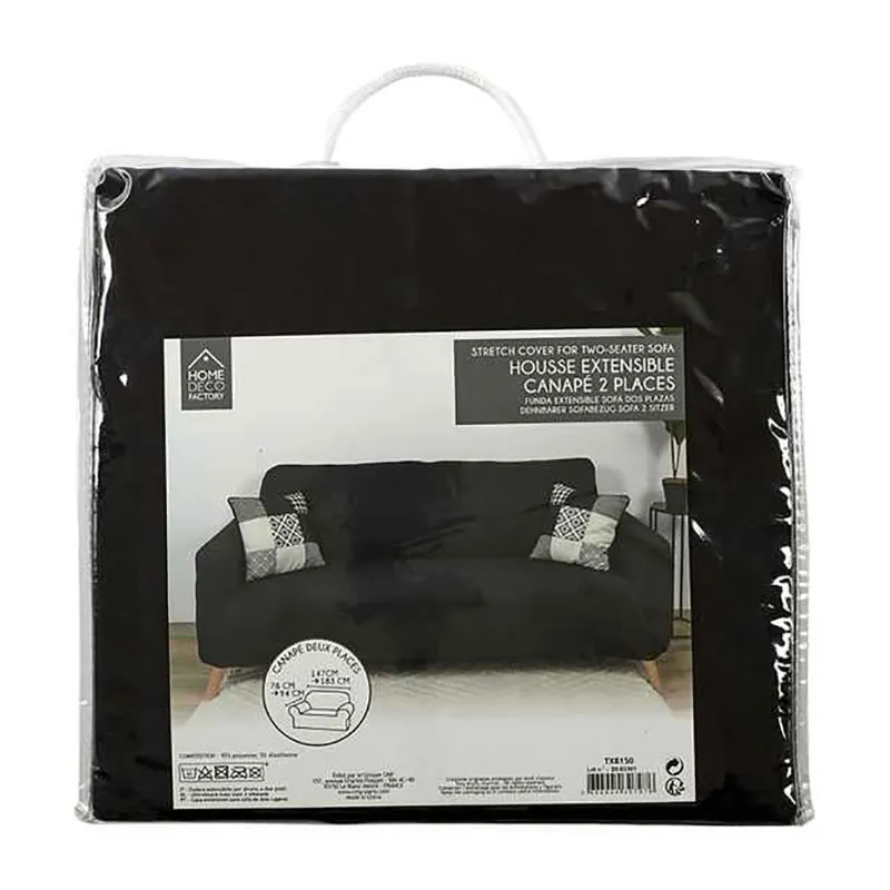 Housse extensible de canapé Noir - 170x80cm-1