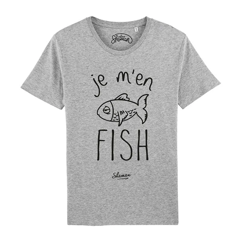 T-shirt Homme Je m'en fish BIO - Gris chiné-0