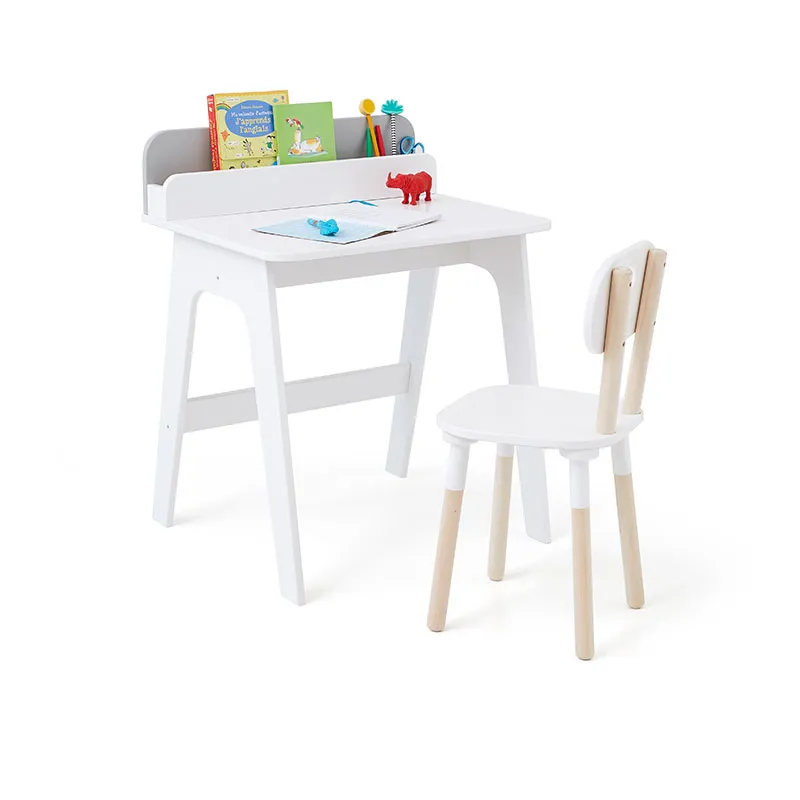 Bureau avec rangement Primaire Blanc/Gris - 60x51,5x74cm-4