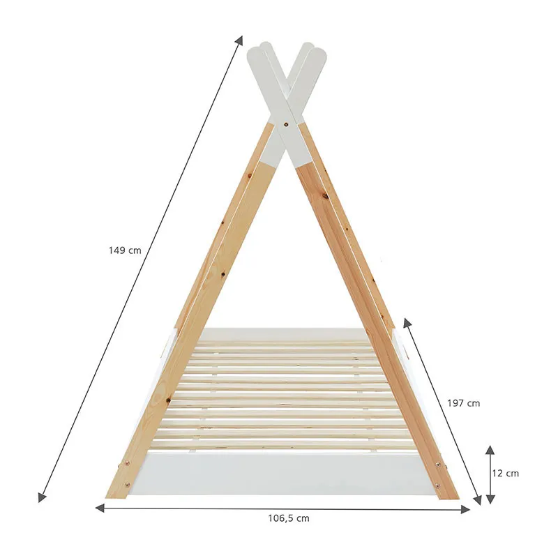 Lit enfant tipi Tiny Bois Blanc - 90x190cm-7