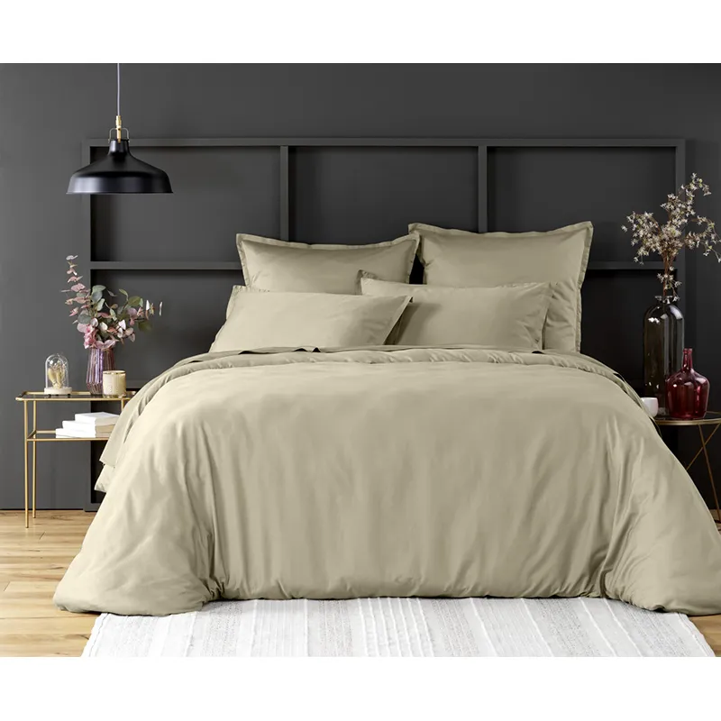 Taie d'oreiller Satin de Coton Beige-1