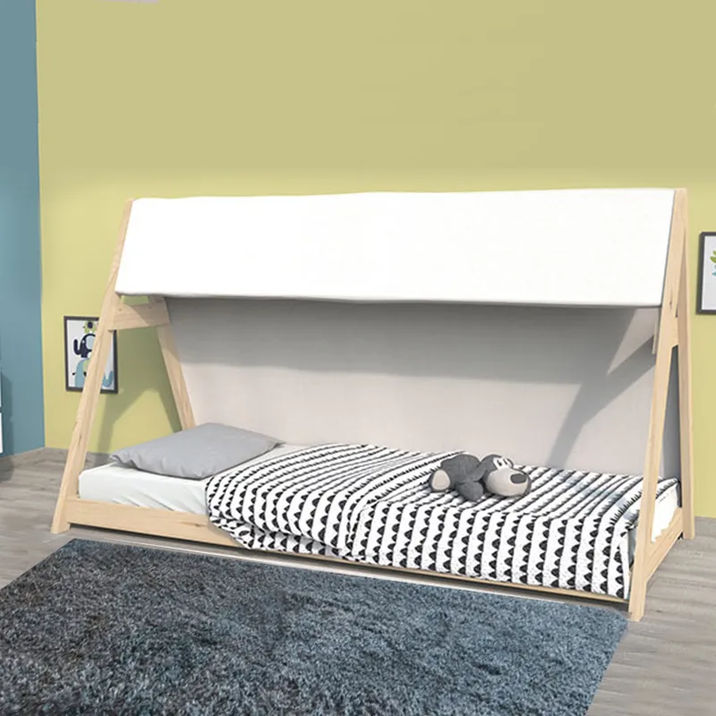 Lit cabane + Sommier + Toile Tipi Brut-2