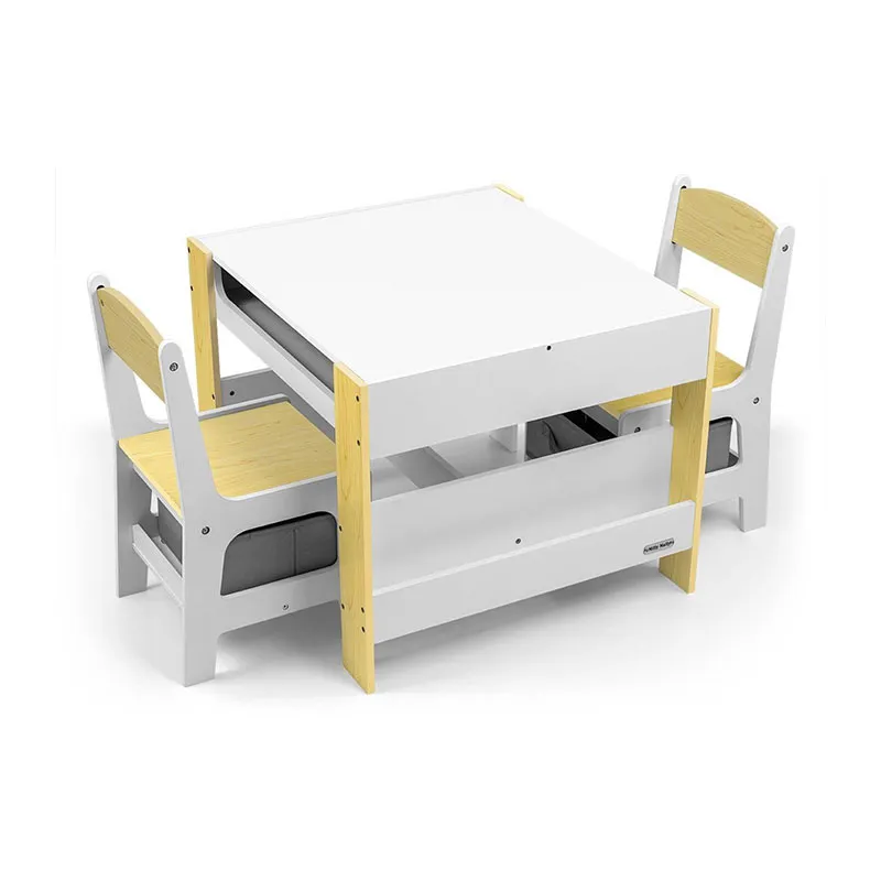 Table + 2 Chaises Sven Naturel/Blanc - 24m+-0