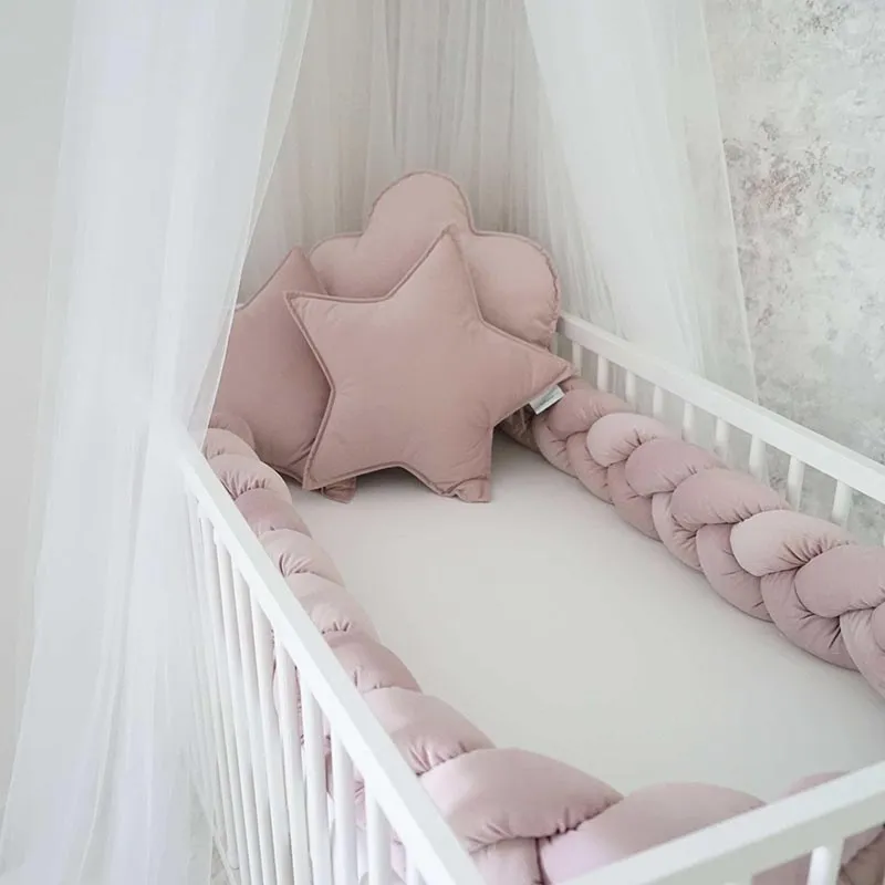 Ensemble de protection pour lit Bébé Rose poudré - 4pcs-0