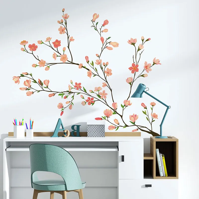 Stickers - Branches de fleurs Rose-2