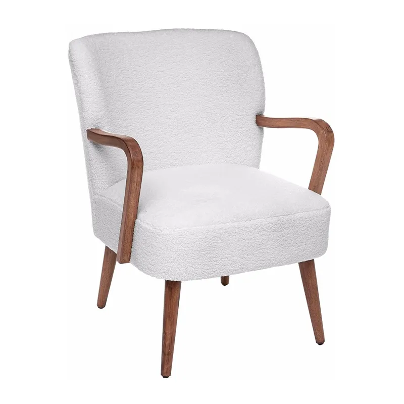 Fauteuil Bois/Blanc à bouclettes Wild - 62,5x71x79cm-0