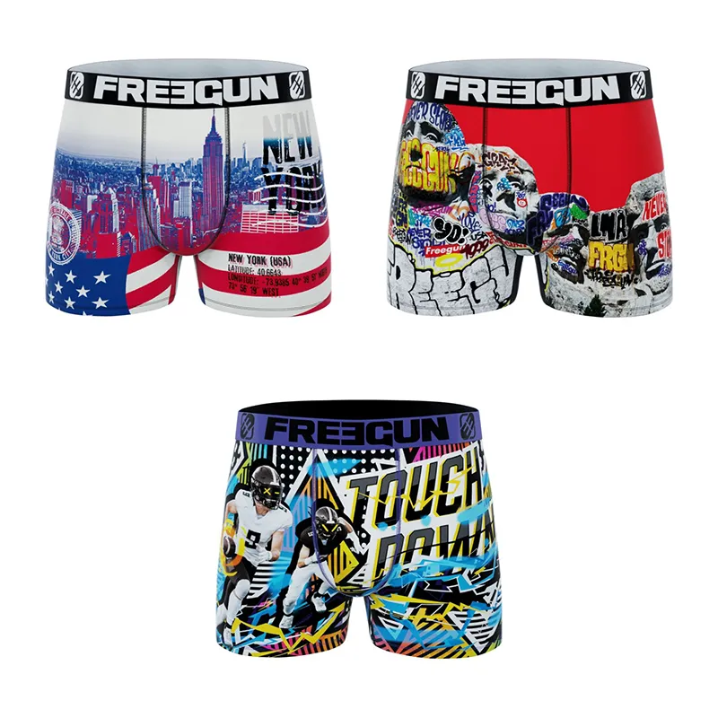 3 Boxers Homme Sport Extrem - Orange/Jaune/Noir-0