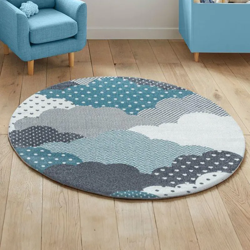 Tapis rond Nuages Bleu - ø160cm-0