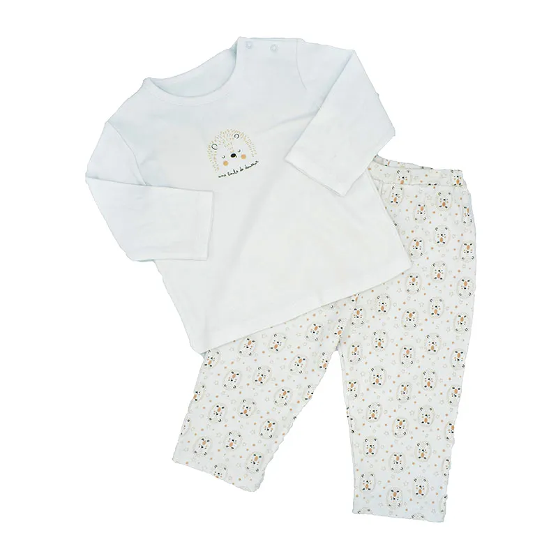 Pyjama ML + Bavoir bandana Hérisson - Blanc-2