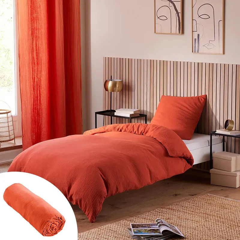 Parure 3pcs gaze de coton Noah Terracotta enfant-0