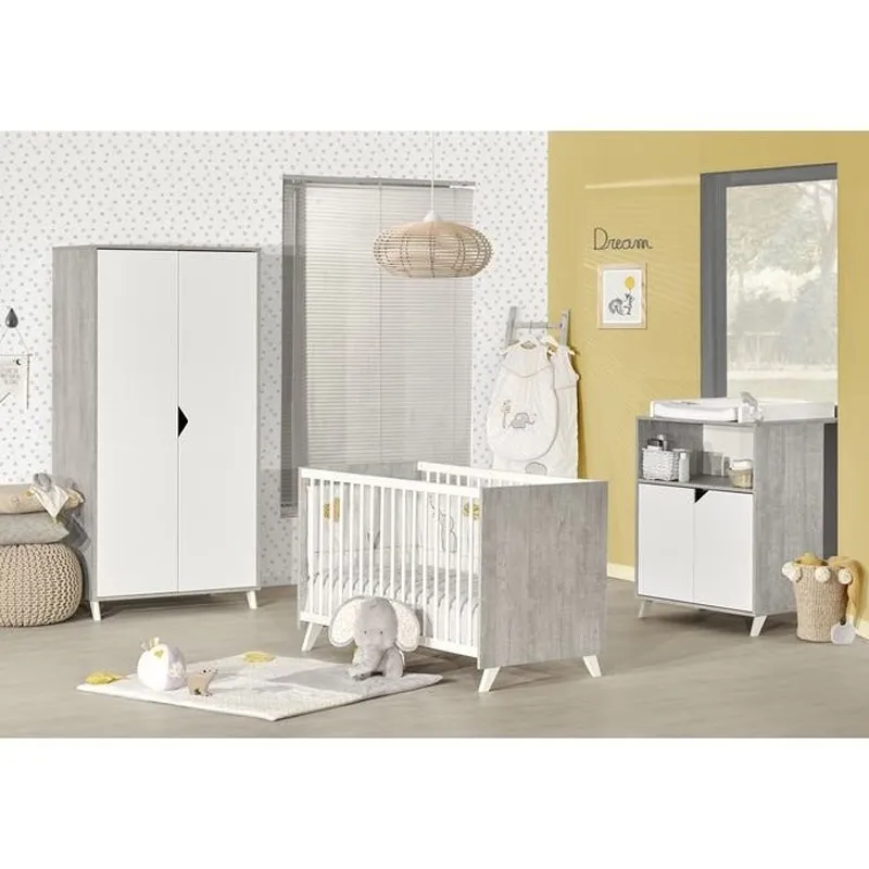 Armoire 2 portes Scandi Gris - 175x86x56cm-3