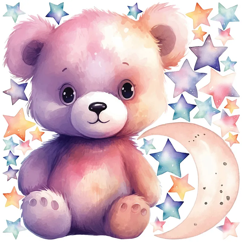 Stickers aquarelles - Ourson & étoiles-2