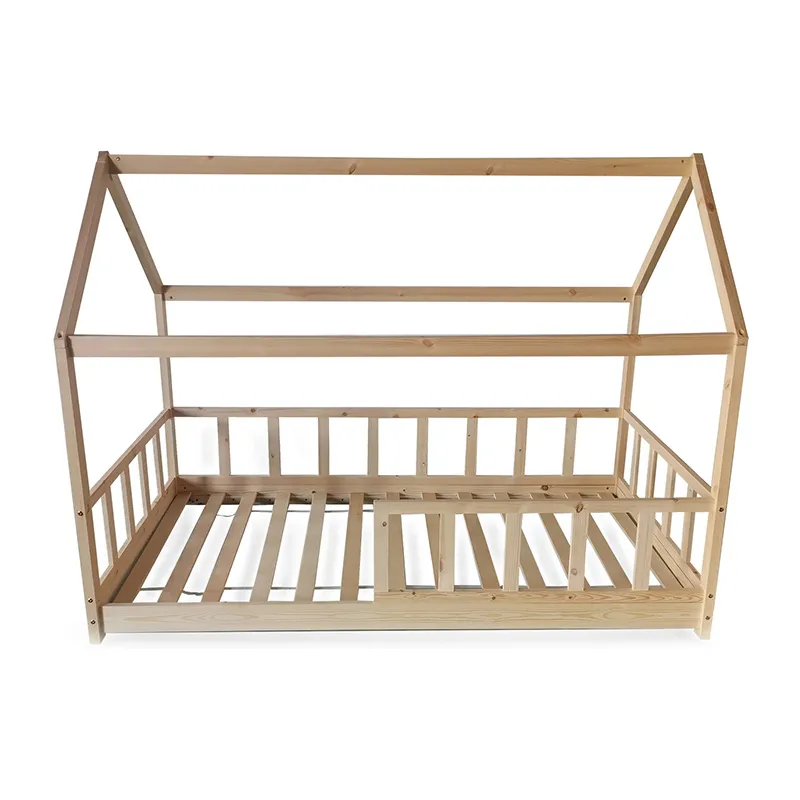 Lit cabane Kiwi avec barrière + Sommier Naturel-1