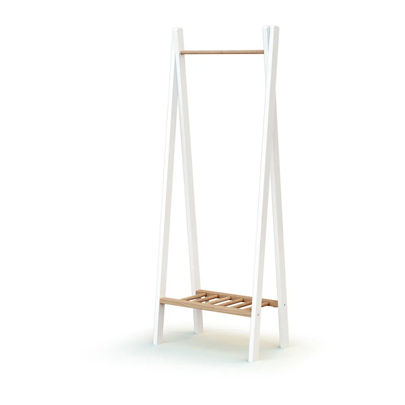 Porte vêtement Bois Essentiel Blanc/Hêtre - 50x30x130cm-0