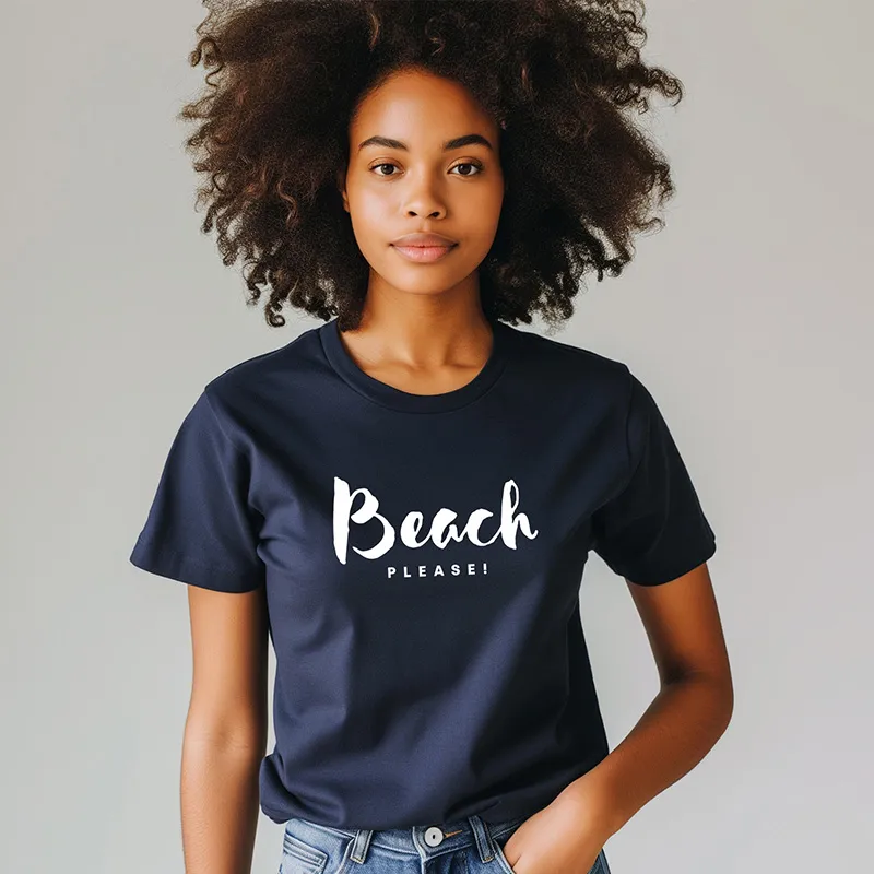 T-shirt Femme BIO Beach please - Navy-0