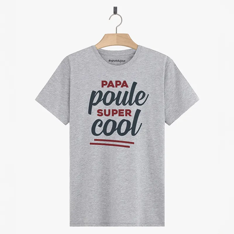 T-shirt Homme BIO Papa poule super cool - Gris Chiné-0