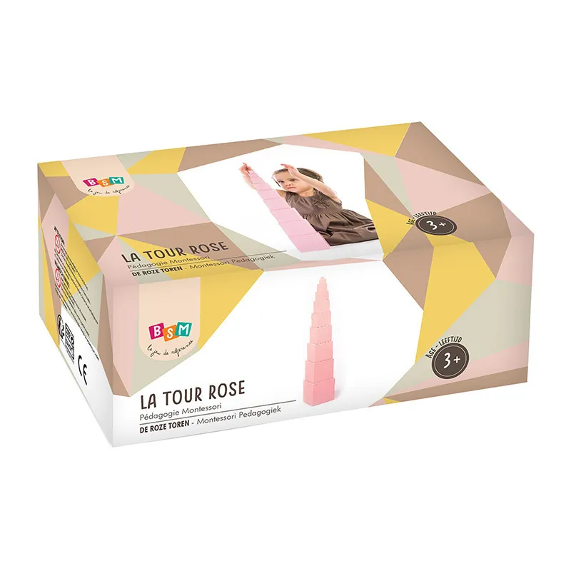 Tour 10 cubes Rose Montessori Bois - 36m+-2