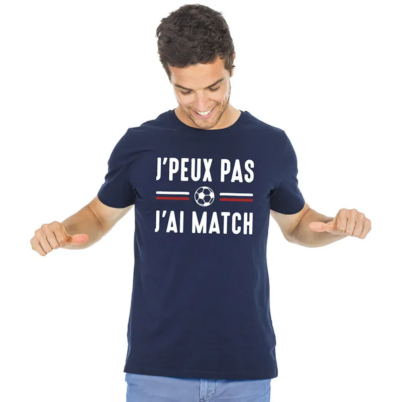 T-shirt Homme Je peux pas j'ai match BIO - Navy-0
