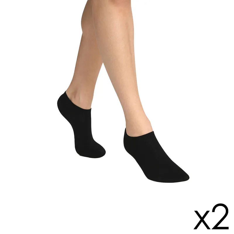 2 paires de Socquettes Coton Bio Green Femme - Noir - DIM-0