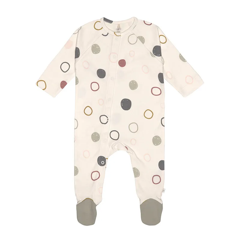 Pyjama avec pieds Coton BIO - Cercles Ecru-0