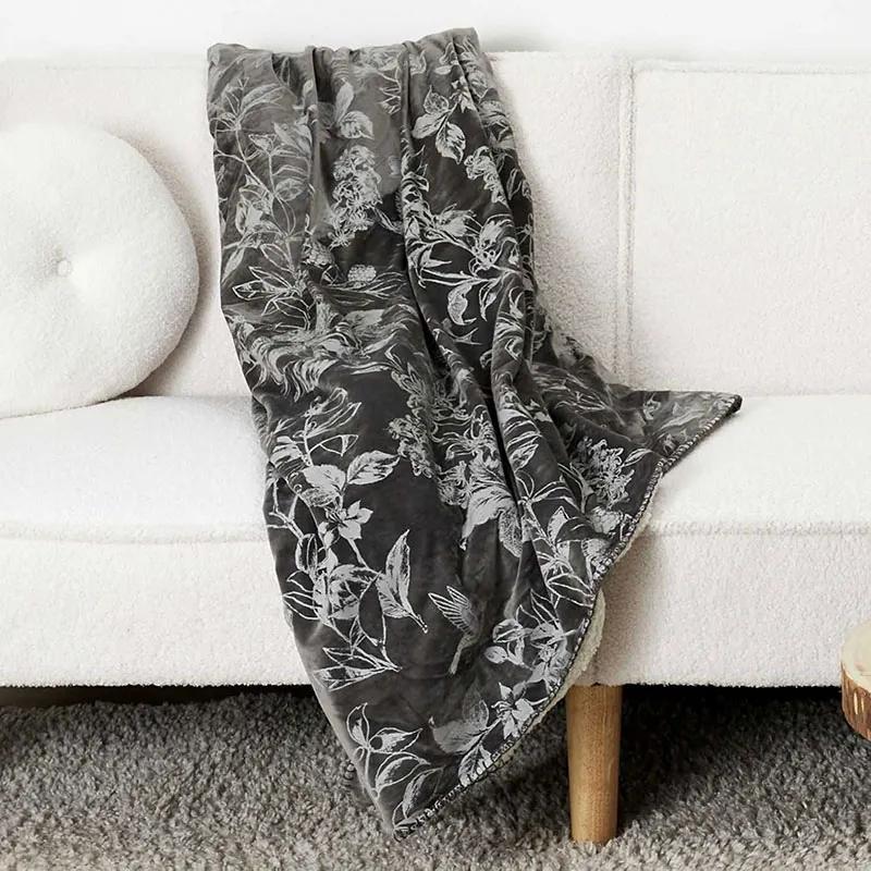 Plaid Velours Sherpa Gris - 120x150cm-0
