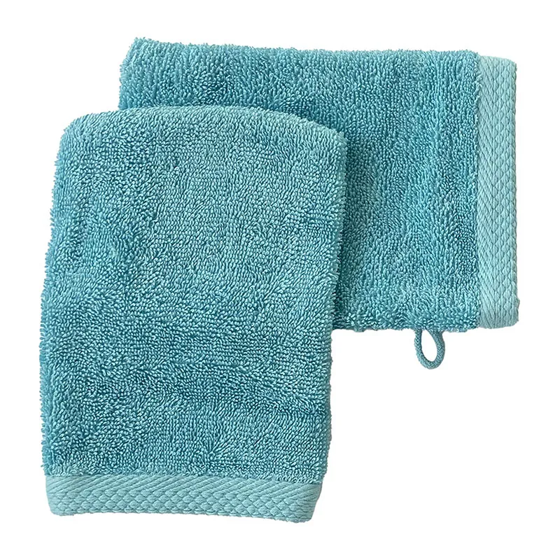 2 Gants de toilette Coton Aqua - 16x21cm-0