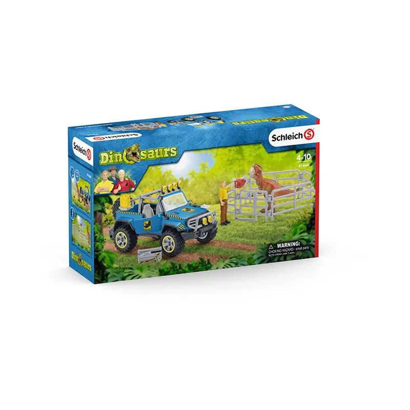 Voiture tout-terrain + Dino. dans enclos - Dinosaures-2