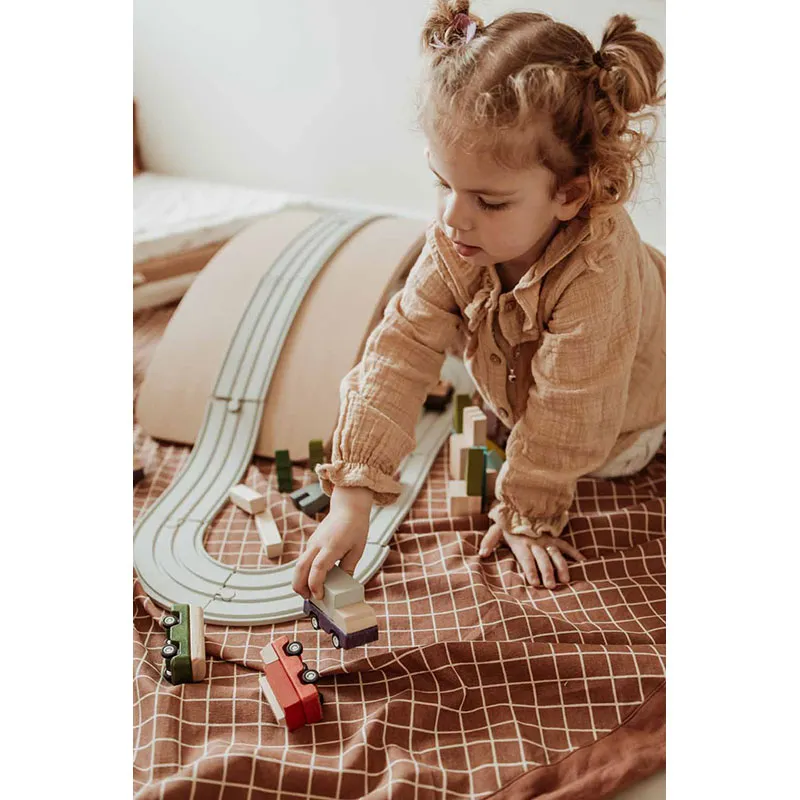 Sac à jouets 2en1 Grilles Marron - ø140cm-6