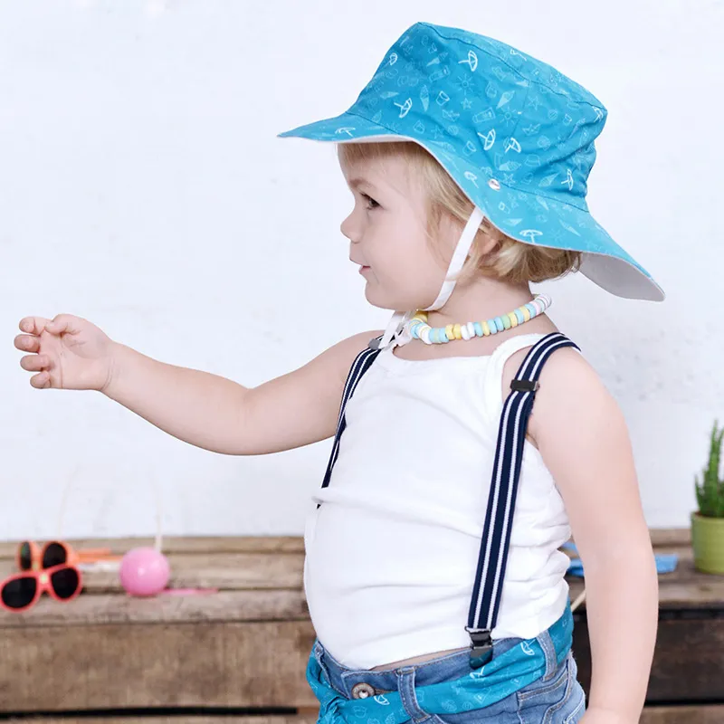 Chapeau Anti-UV réversible Swimming pool - Bleu-2