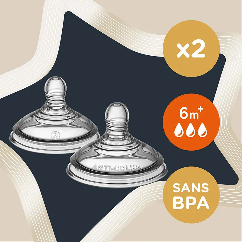 2 Tétines anti-coliques débit rapide - 6m+ - TOMMEE TIPPEE-3