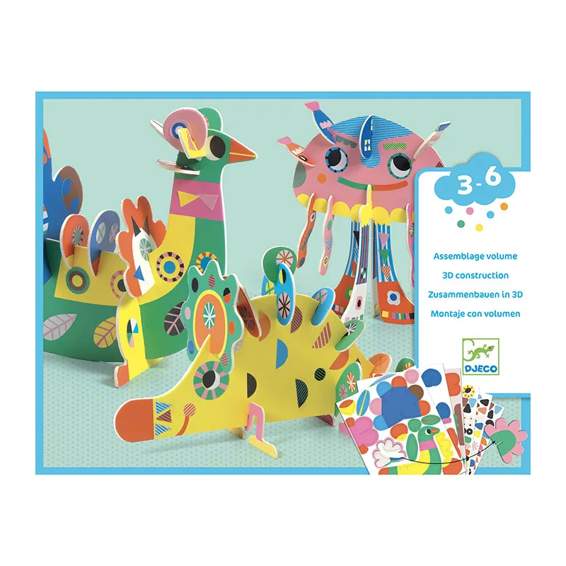 Kit assemblage 4 animaux 3D - 3+-4