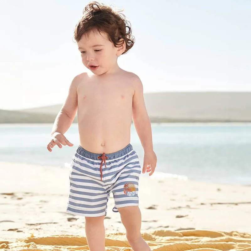 Short de bain rayé - Bleu-0