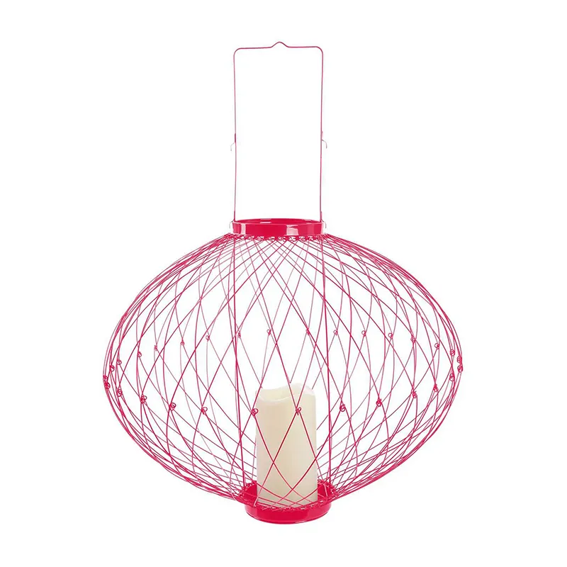 Photophore Led retractable Rouge - ø12x57cm-5