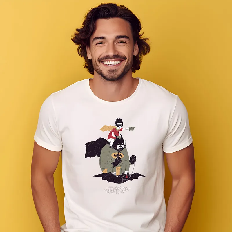 T-shirt Homme BIO Batman & robin - Blanc-0