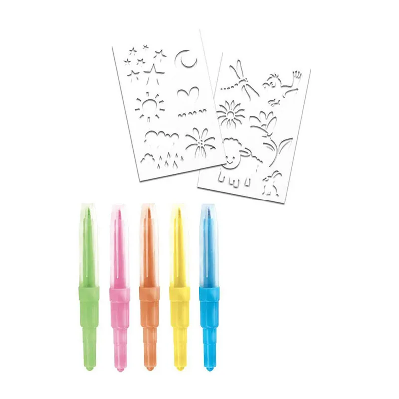 Coffret 5 Feutres souffleurs & 2 Pochoirs - 4+-0