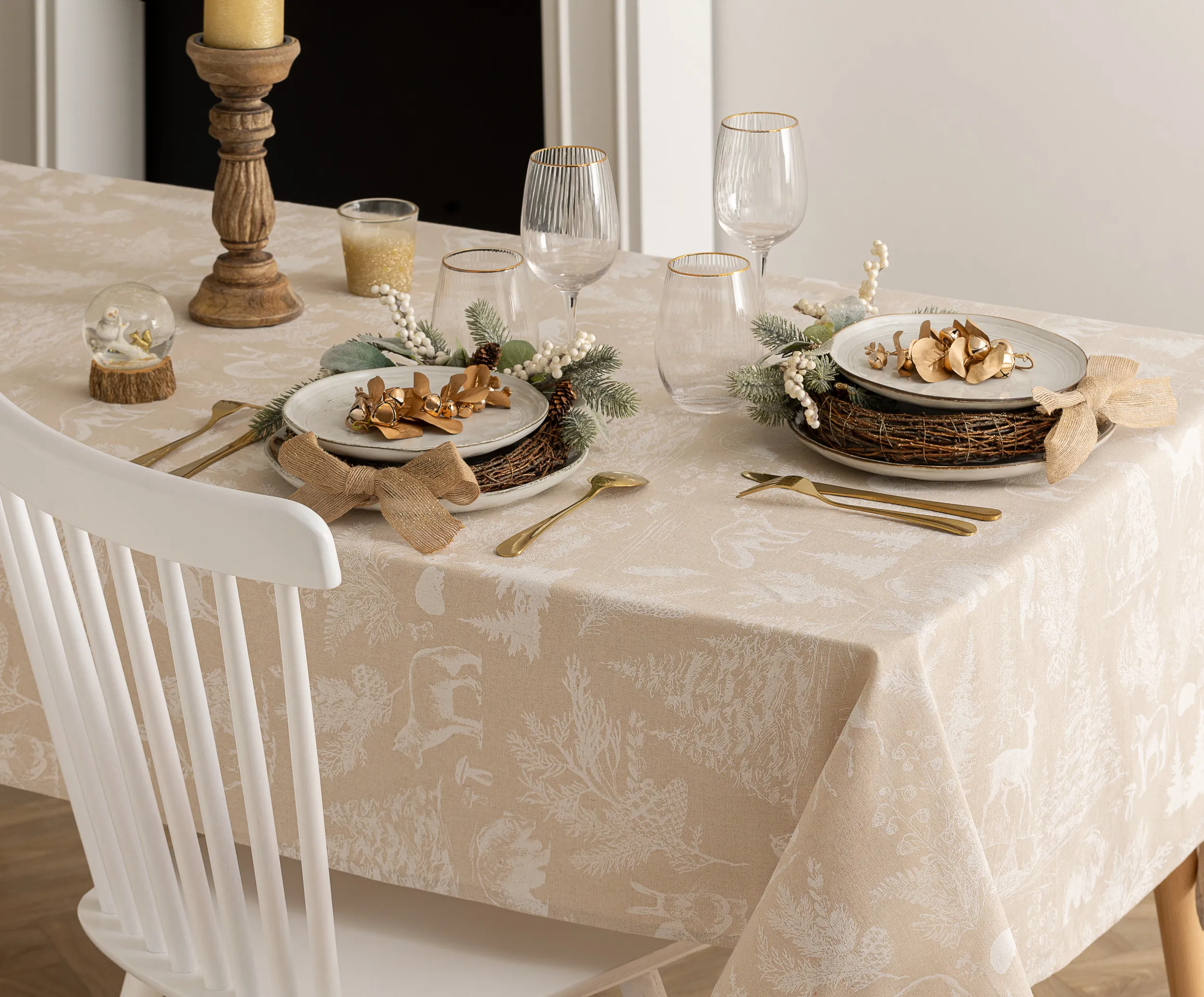 Nappe Animaux Beige/Blanc - 140x360cm-1