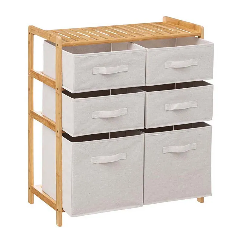 Étagère double 6 tiroirs Blanc - 66x33x75,5cm-3