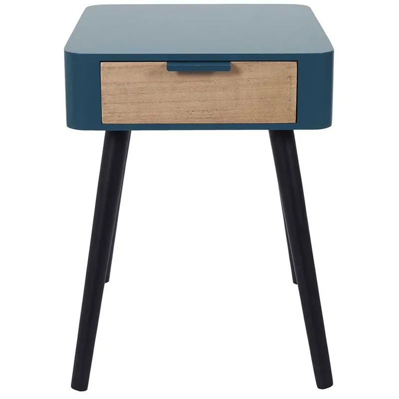 Chevet 1 tiroir Bois Bleu canard - 35x48x40cm-2