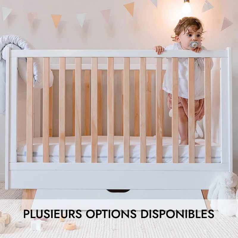 Lit bébé Cocon barreaux Blanc 60x120cm - Plusieurs options dispos.-3