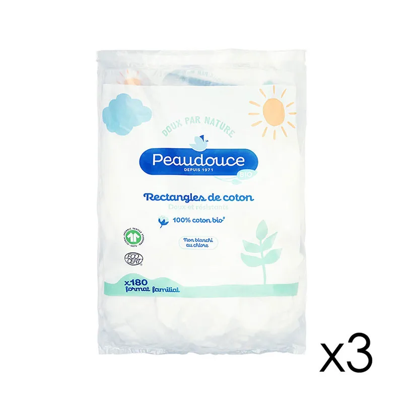 3 Paquets de Rectangles de Coton BIO - 3x180-0